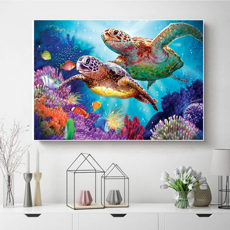 5D Diamond Painting Full Round Sea Turtle Picture of Rhinestones Embroidery  Cross Stitch