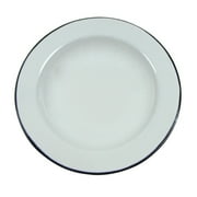 Small White Enamel Plate Rustic Outdoor Camping Dish Vintage Farmhouse Kitchen Tableware