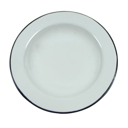 Small White Enamel Plate Rustic Outdoor Camping Dish Vintage Farmhouse Kitchen Tableware