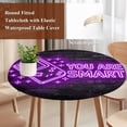 thumbnail image 3 of Purple Video Game Round Tablecloth 55-60 Inch Round Fitted Table Cloth with Elastic Edge, Cartoon Funny Neon Graffiti Brick Waterproof Table Cover Protector for Outdoor Picnic Party Dining, 3 of 9