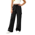thumbnail image 3 of UDAUDU Girls Sweatpants Preppy Kids Cargo Pants Wide Leg Baggy Sweat Pants Teen Joggers School Athletic Casual Trousers with Pockets, 3 of 10