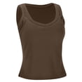 thumbnail image 5 of Wang6 Womens Oversized Camisole Tops with Built in Bras Trendy Spaghetti Strap Tank Tops Summer Sleeveless Loose Fit Crew Neck Solid T Shirts Tops Coffee XXL, 5 of 8