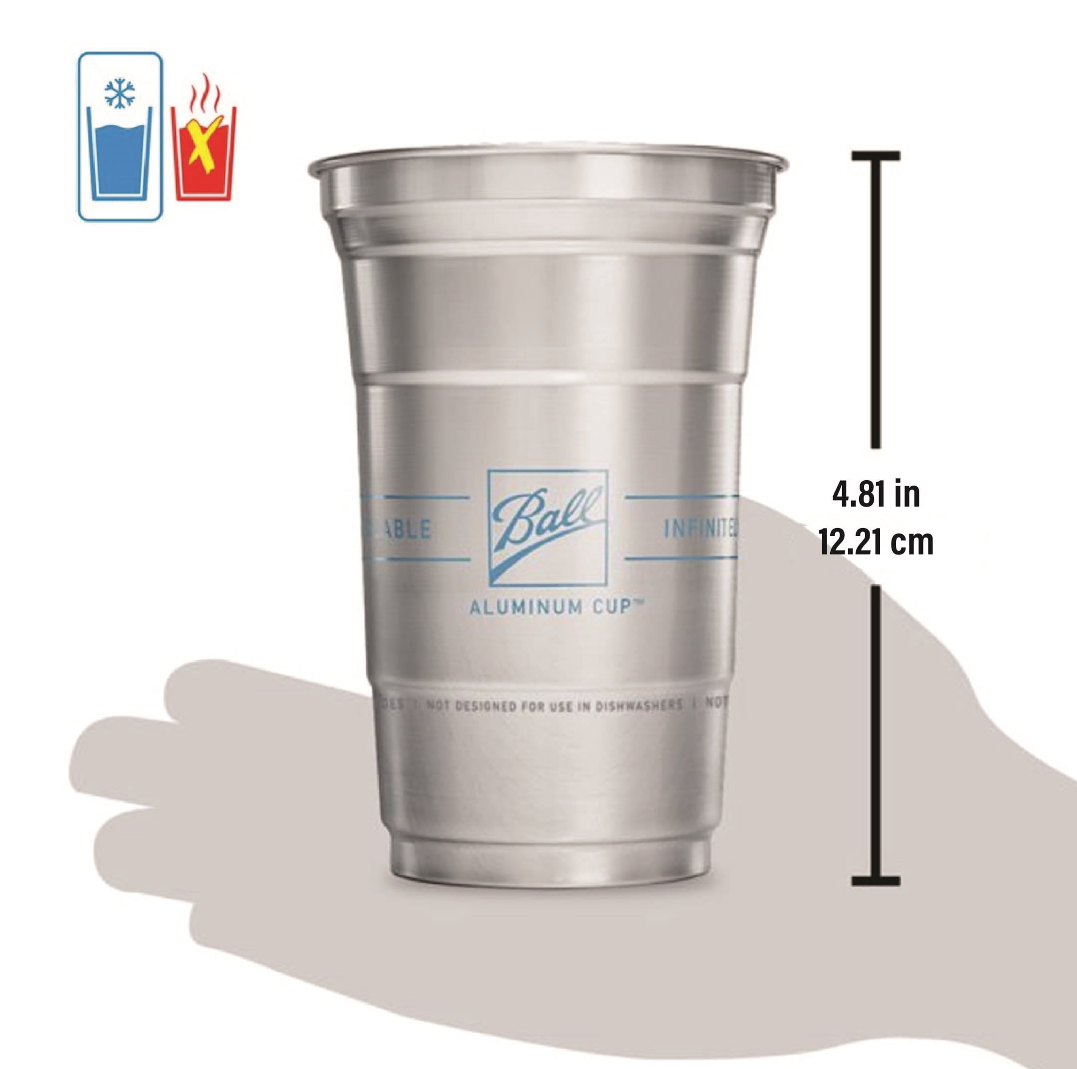 Ball Aluminum Cup Recyclable Party Cups, 20 oz. Cup, 30 Cups per Pack