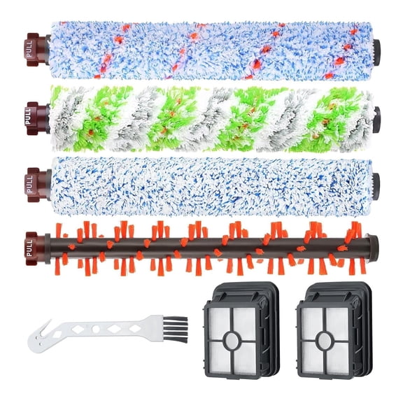 Crosswave Brush Replacement Parts and Filter for Bissell Crosswave 2328 1785 2306 1866 Vacuum 4 Brush Rolls and 2 Vacuum Filter