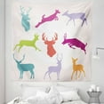 thumbnail image 1 of Deer Tapestry, Silhouette Arragement of Jumping Running Walking Standing Deers Wilderness Nature, Fabric Wall Hanging Decor for Bedroom Living Room Dorm, 5 Sizes, Green Teal, by Ambesonne, 1 of 1