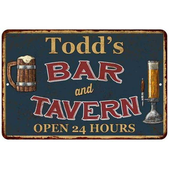 Todd's Green Bar & Tavern Rustic Sign 8 x 12 Matte Finish Metal 108120047089