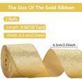 thumbnail image 2 of 2 Rolls Gold Metallic Wired Edge Ribbon,Bexikou Glitter Wired Ribbon with Metallic Edge,Christmas Decor for Wreath, Tree, Craft Bows,Gift Wrapping & Home,2.5" x 20 Yards, 2 of 7