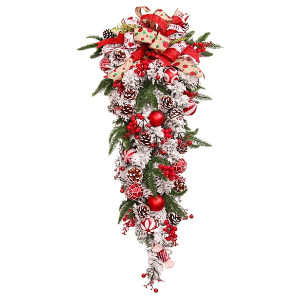 Navidad De 60Cm/90Cm, Corona De Conos De Pino De Frutas Rojas De Navidad, Decoraciones Para El Hogar, Vacaciones, Bodas, Chimenea De Pared, Corona Scienceny HA044209-01