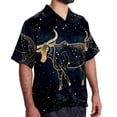thumbnail image 2 of Taurus Constellation Men's Short Sleeve Poplin Shirt, Casual Printed Button Down, Summer Beach Hawaiian Shirts, Unisex, 2 of 6