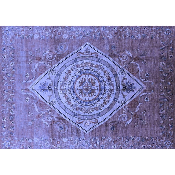 Ahgly Company Machine Washable Indoor Rectangle Oriental Blue Industrial Area Rugs, 2' x 4'