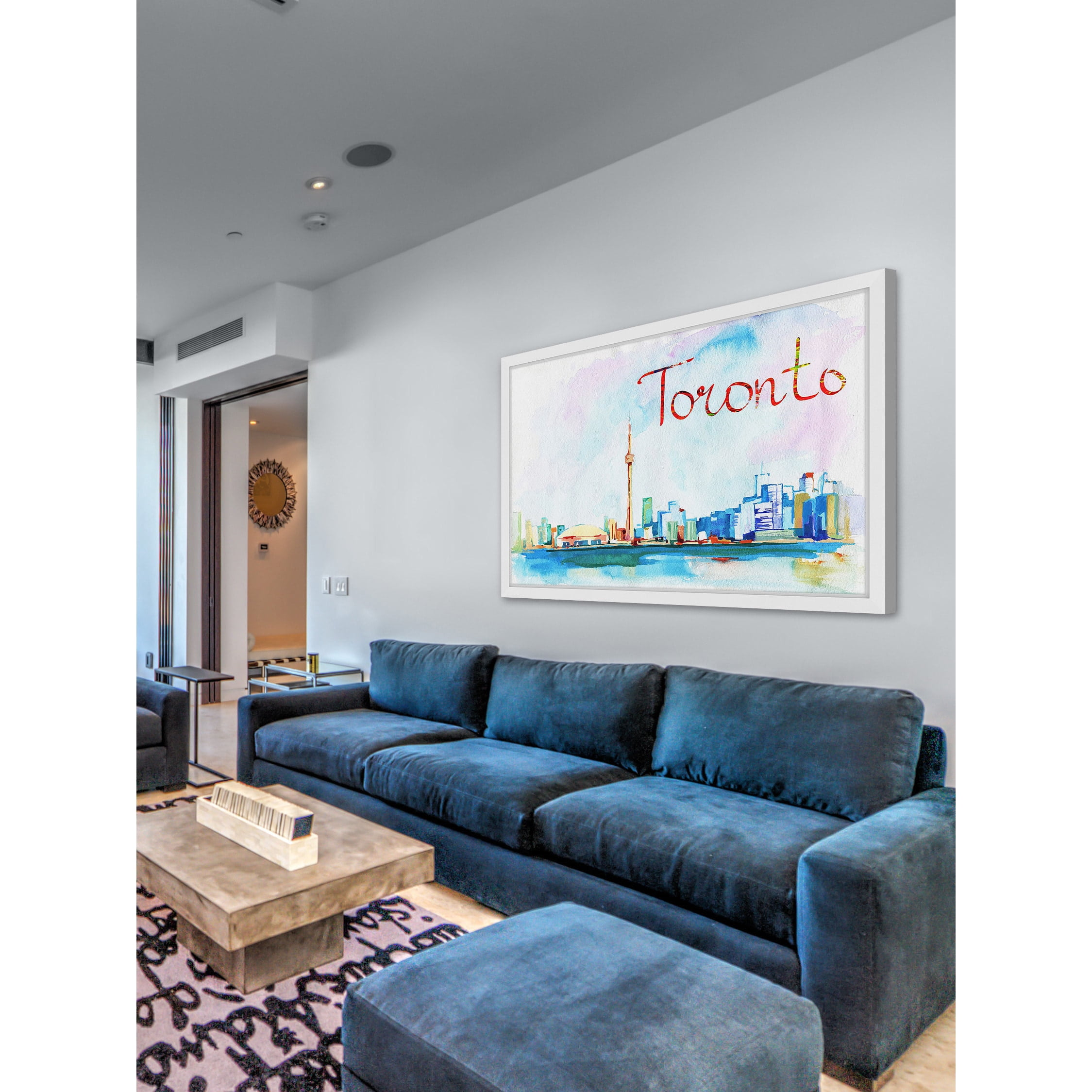 "Toronto Skyline - Watercolor" Framed Painting Print