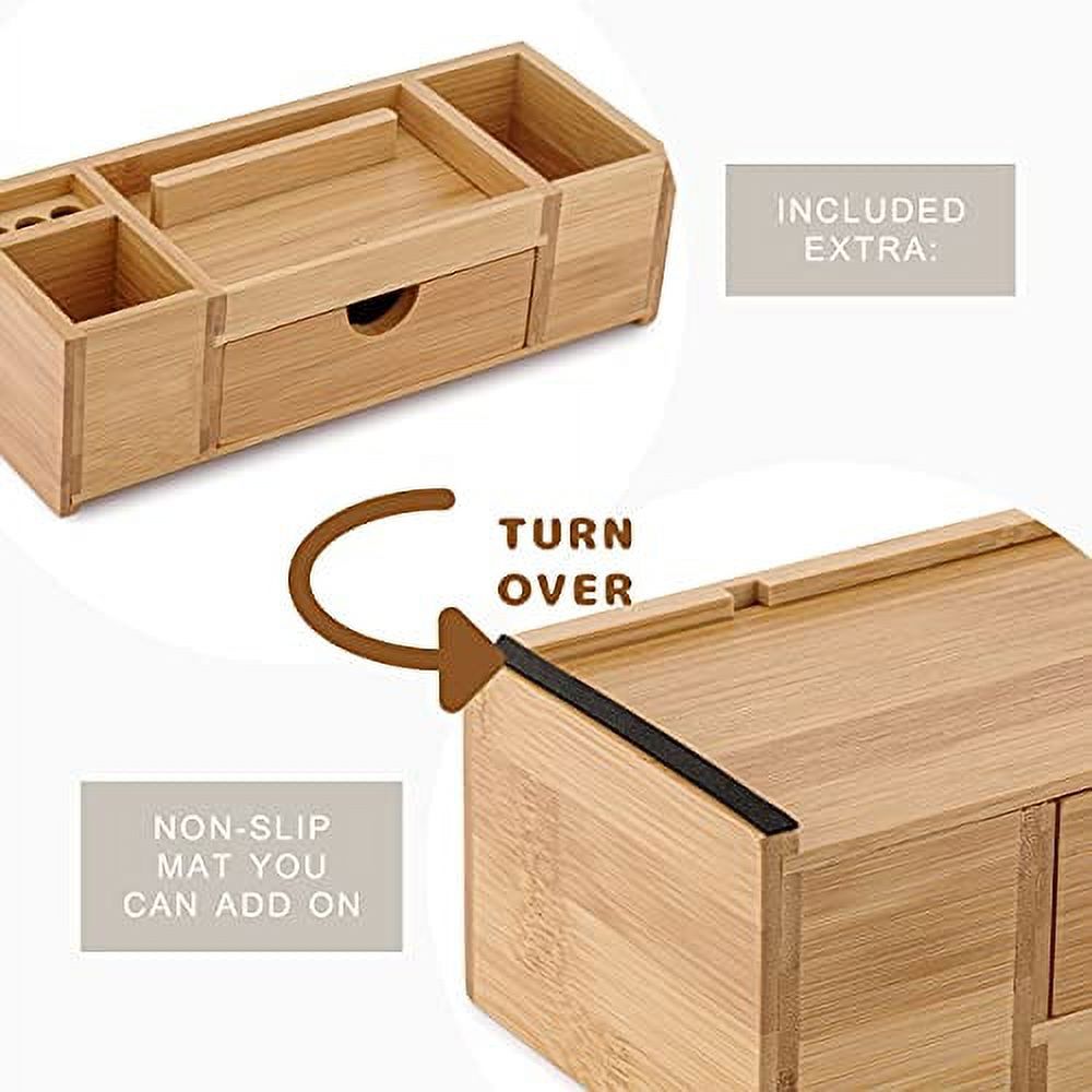 TROEX Wood with Drawers Storage Compartments Pen Phone Desktop Organizer and Pencil Holder Type