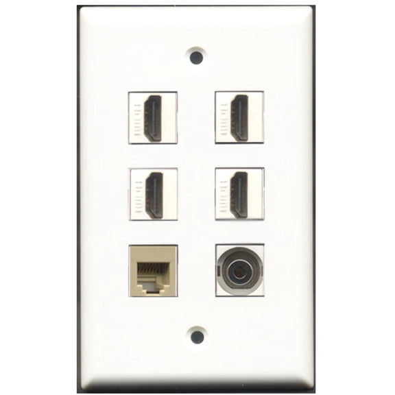 Ultra Spec Cables 4 Port HDMI 1 Phone RJ11 RJ12 Beige 1 3.5mm Wall Plate