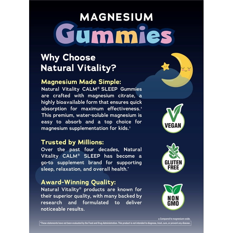 Natural Vitality Calm Kids Sleep Gummies, Magnesium Supplement