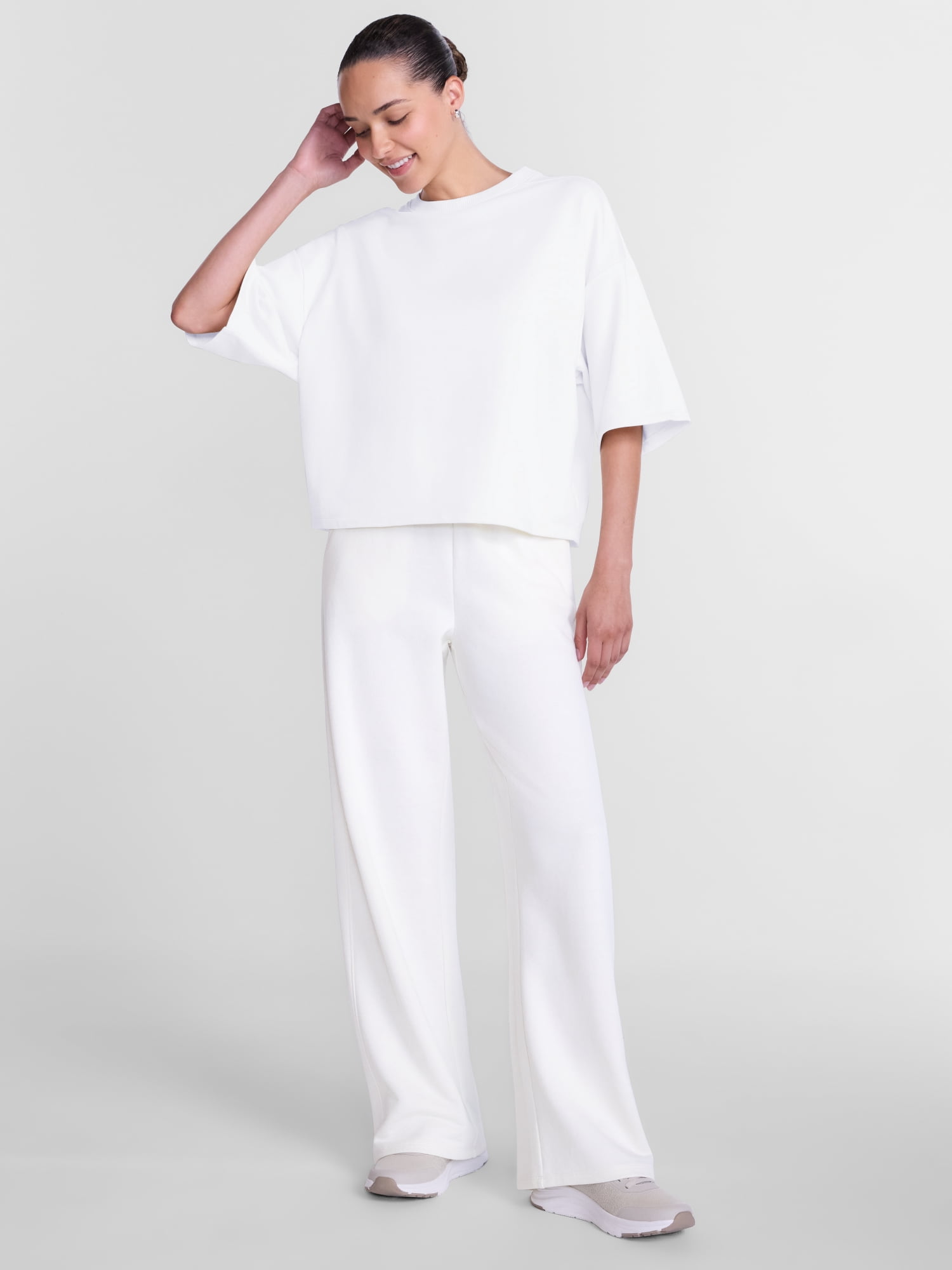 Athletic Works Women's and Women's Plus French Terry Cropped Boxy Tee, Sizes XS-4X