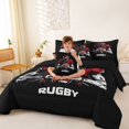 thumbnail image 3 of Manfei Boys Football Full Size Bedding Sets, Rugby Gaming Full Size Bed in a Bag, Red Black White, Black Reversible 7pcs, 3 of 6