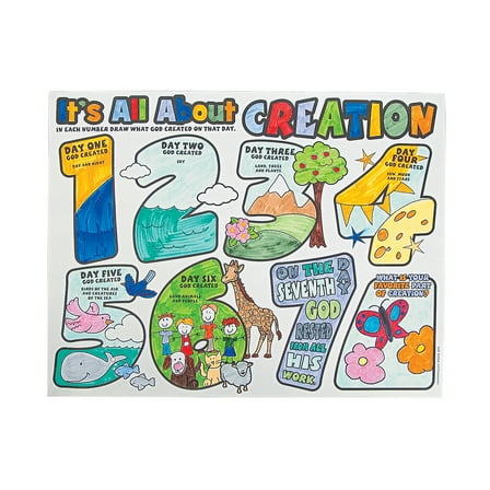 Color Your Own All About Creation Poster - Craft Kits - 30 Pieces