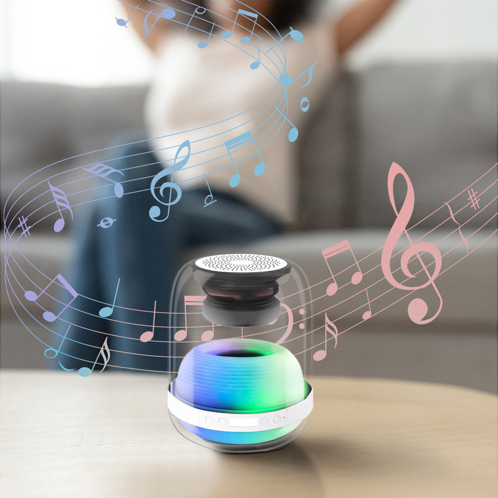 lulshou Bluetooth Speaker With Lights Color Changing Portable Wireless Speaker LED Lighting