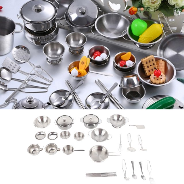 JUEGO DE UTENSILIOS DE COCINA Para Niños, Juguetes Prácticos SEGUROS DE ACERO INOXIDABLE, PARA NIÑOS Y NIÑAS