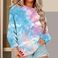thumbnail image 2 of Bovemsi Womens Sweatshirts Women's Tie Dye Pattern Plus Size Fashion Tops Long Sleeved Fall Fashion Outfits 2025 Clothes, 2 of 9