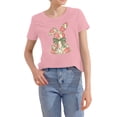 thumbnail image 4 of ZHISHIMINGJUN Women's Clothes Pink Rabbit With A Green Bow Stylish and Versatile Tops for Women Perfect for Office Beach 2026 Spring Fashion Regular Fit Polyester Shirts, 4 of 5