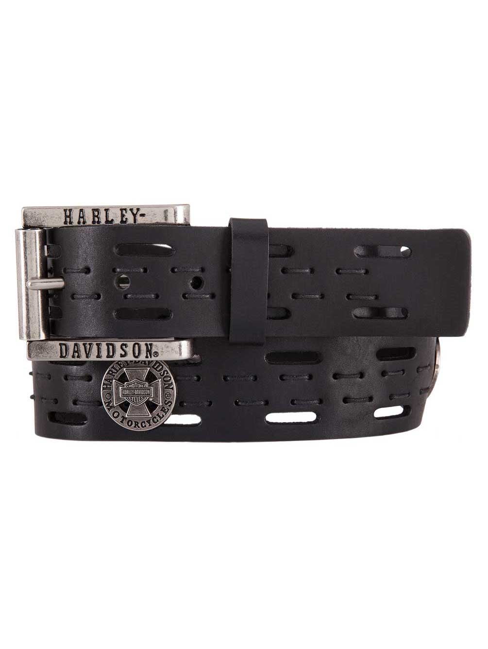 Harley-Davidson Men/'s Rough Rider Genuine Leather Belt Black HDMBT11544
