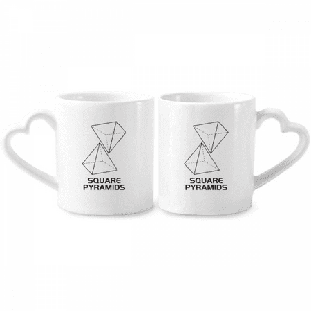 

Mathematical Geometric Space Square Pyrad Couple Porcelain Mug Set Cerac Lover Cup Heart Handle
