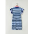 thumbnail image 6 of Chic Women's Dark Blue Stripe Print Flutter Sleeve Short Dress with Contrast Collar - [ZhiHiMeRi] | (US 12-14)L, 6 of 12