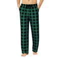 thumbnail image 2 of Dwelliawo Men's Pajama Bottoms Wide Leg Casual Comfy Buffalo Plaid Pj Pants Cotton Christmas Halloween Pajamas Baggy Sleep Pajama Bottoms Army Green L, 2 of 5