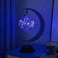 thumbnail image 1 of La lámpara lunar - lámpara LED para niños, luz nocturna colgante, decoraciones para el hogar conmemorativo, luces decorativas LED en forma de estrella y luna (redonda de plástico [batería]) azul, 1 of 5