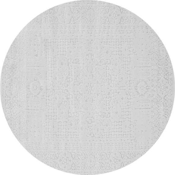 Ahgly Company Indoor Round Solid Gray Modern Area Rugs, 7' Round