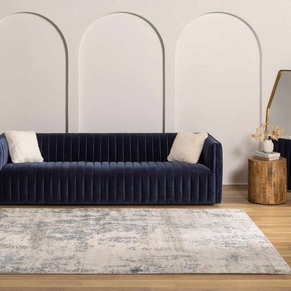 Hauteloom Duff Living Room, Bedroom Area Rug - Contemporary - Blue, Medium Gray, Gray - 5'3" x 7'3"