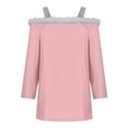 thumbnail image 4 of QIUOMBBP Off Shoulder Christmas Shirts for Women Solid Color Fluffy Fuzzy Neck Long Sleeve Tops Cute Teen Girls Clothes, Pink, XXXL, 4 of 6