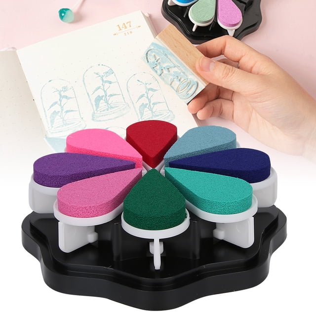 8 Color Petal Shape Ink Pad, Pigment Type DIY Pad with Removable Petals for Coloring, Finger Painting, Scrapbooking