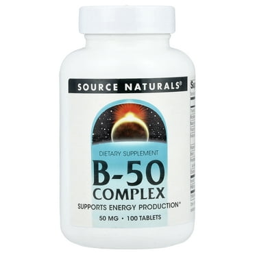 Source Naturals B-50 Complex 50 mg B-Vitamins For Energy Production Support - 100 Tablets