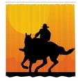 thumbnail image 3 of Ambesonne Rodeo Shower Curtain, Silhouette of a Lone Rider, 69"Wx75"L, Charcoal Grey Mustard, 3 of 5