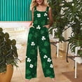 thumbnail image 2 of QATAINLAV Combinaisons de la Saint-Patrick pour Femmes en Coton et Lin, Combinaisons Détente Confortables, Salopettes Tendance à Imprimé Trèfle avec Poches, Vert TTG Ventes du Jour d'Aujourd'hui, 2 of 8
