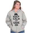 thumbnail image 3 of Vintage Keep Calm Video Game On Nerd Unisex Fleece Graphic Zip Up Hoodie Brisco Brands 2X, 3 of 5