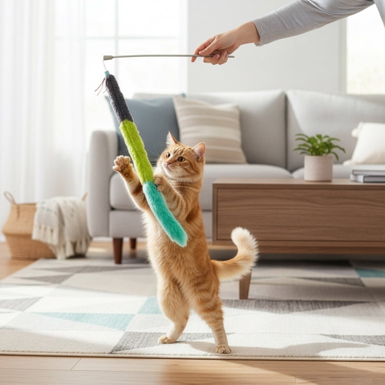SmartyKat Crazy Catch Extra Long Breakaway Plush Wand Cat Toy with