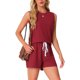 thumbnail image 4 of INSPIRAR CHIC Conjuntos de Pijamas de Mujer de Tejido Waffle Sin Mangas con Cuello en V, Top de Tanque con Pantalones Cortos, Conjuntos de Lounge L Rojo, 4 of 6