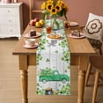 thumbnail image 2 of St. Patrick's Day Table Runner - 90 Inch Long Green Truck Lucky Shamrocks Rustic Wooden Cotton and Linen Blended Dress Scarves Farmhouse Table Runner for Kitchen Dining, Coffee Table, 13" x 90", 2 of 8