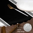 thumbnail image 4 of Black Round Fitted Table Cover Stripes Solid Color Waterproof Table Cloth with Elastic Edge Wipeable Tablecloth for Picnic Camping Party Fits 36"-44" Diameter, 4 of 8