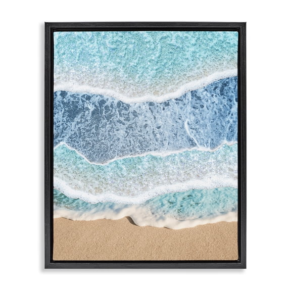 Stupell Industries Contemporary Overlapping Shore Waves Black Floating Frame Canvas Art, 17 x 21, by Jesse Keith