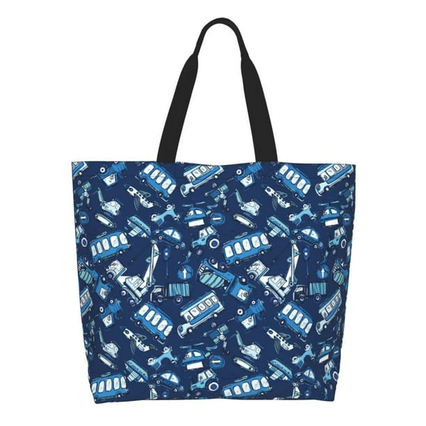 Balery Blue Bus Bolsa Tote Estilo Estético con Cremalleras, Bolsa de Hombro, Bolsa de Compras Grande y Plegable