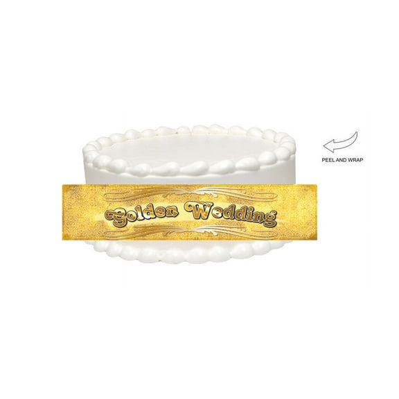 Golden Wedding Anniversary Edible Cake Side Photo Image Decoration