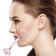 thumbnail image 5 of Muyoka Juego de rodillo de jade y raspador Gua Sha, herramienta de masaje de cuello antiarrugas antienvejecimiento para piel hinchada, círculos oscuros (rosa) Muyoka Hogar, 5 of 7
