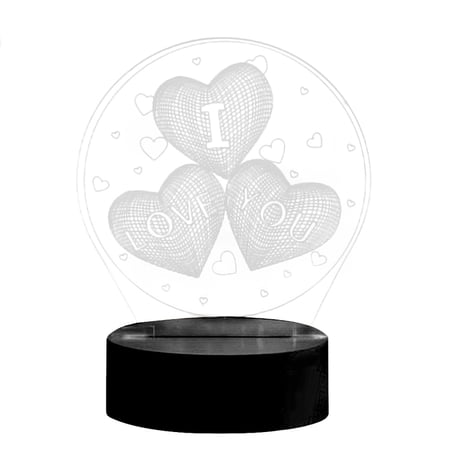 

Romantic 3D Illusion I LOVE YOU Heart Bedside Lamp LED Night Light Table Decor