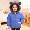 thumbnail image 2 of uvwlwu Reversible Hooded Jacket For Girls Warm Winter Coat With Bear Ears Soft Double Thickened Outerwear For Kids Toddler Youth(Blue,2-3 Years), 2 of 5