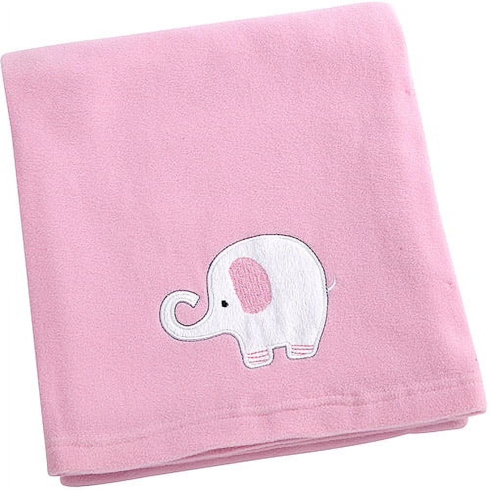 Little Bedding by Nojo Elephant Time Fleece Blanket, Pink