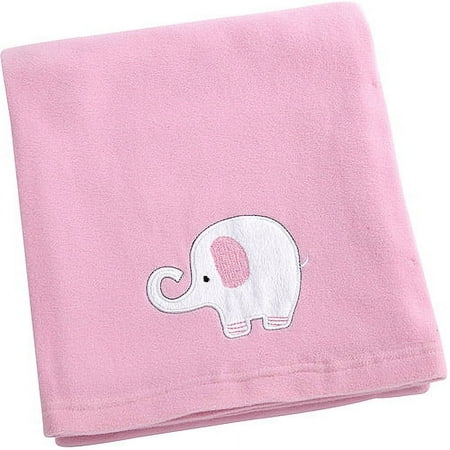 Little Bedding by Nojo Elephant Time Fleece Blanket, Pink